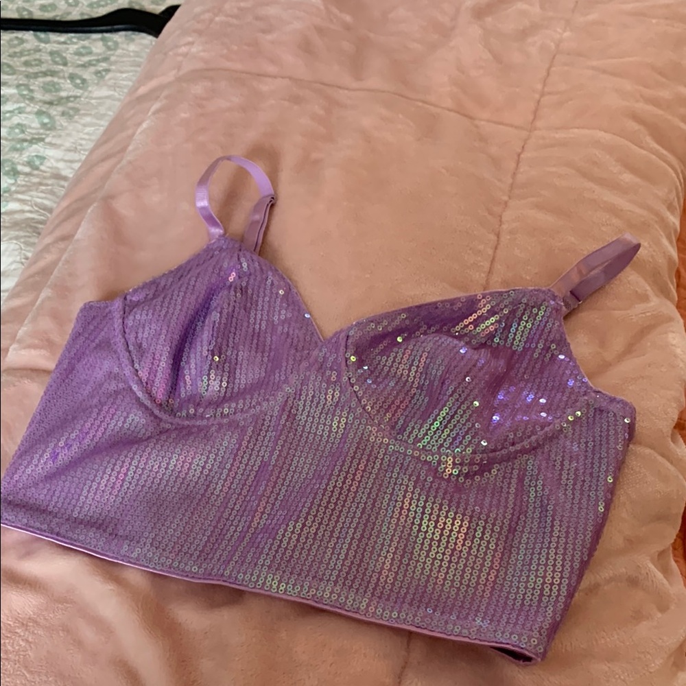 Sequin Purple Bralette style crop top